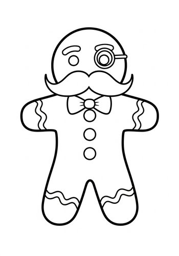 Gingerbread Man Gentleman Coloring Page