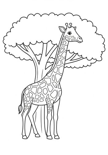 Giraffe Coloring Page For Kids