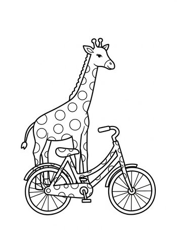 Giraffe On A Bike Coloring Page