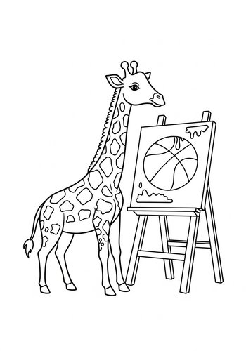 Giraffe The Artist Coloring Page