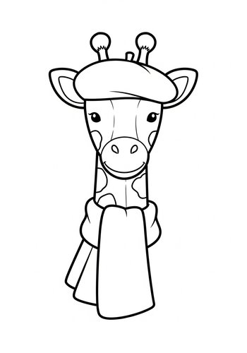 Giraffe With Beret Coloring Page