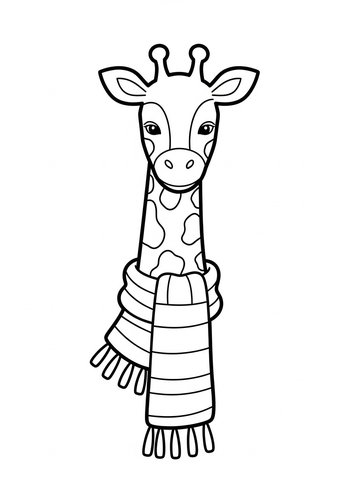 Giraffe With Scarf Coloring Page