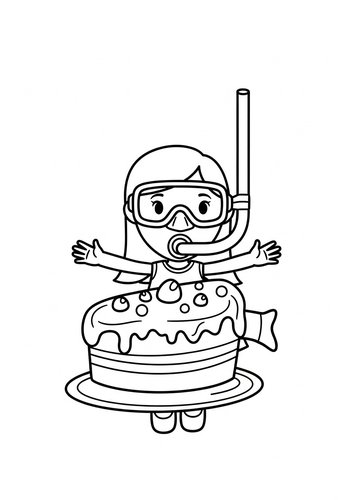 Girl And Cake Coloring Page