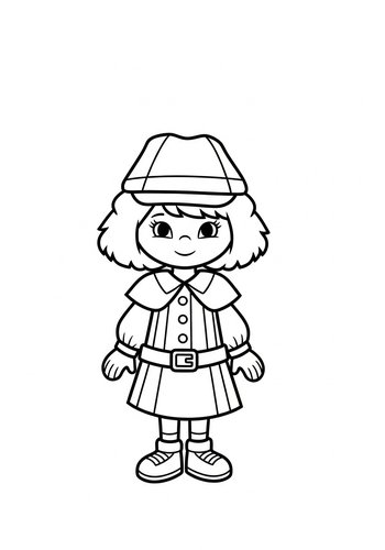 Girl In Uniform Coloring Page
