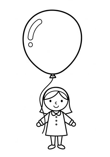 Girl With Balloon Coloring Page