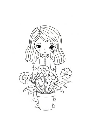 Giulia Marcovaldo Planting Magical Glowing Flowers Coloring Page