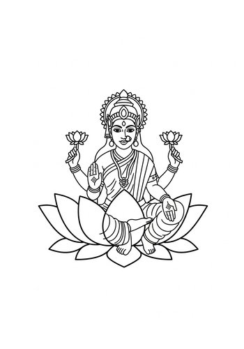 Goddess Lakshmi On Lotus Coloring Page