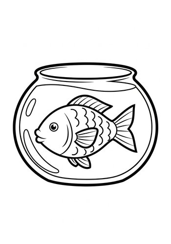 Goldfish In A Bowl Coloring Page: Aquatic Fun
