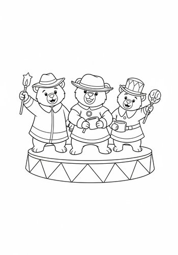 Goldilocks And The Three Bears Performing In A Circus Coloring Page