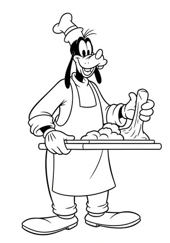 Goofy Baking: Hilarious Coloring Page For Disney Fans