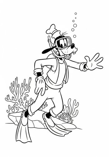Goofy's Underwater Adventure: Coloring Page Fun