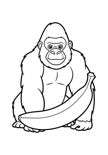 Gorilla With Banana Coloring Page