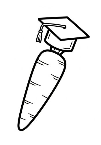 Graduation Carrot Coloring Page