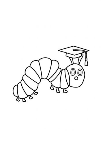 Graduation Caterpillar Coloring Page