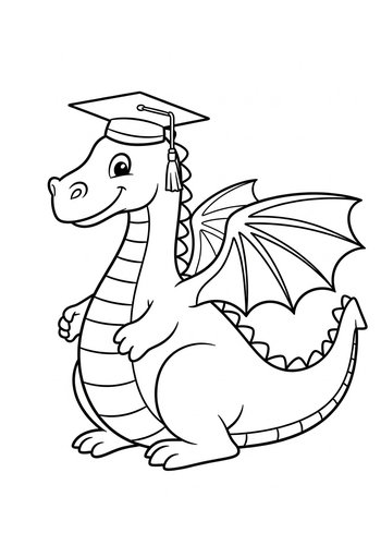 Graduation Dragon Coloring Page: Printable Fun