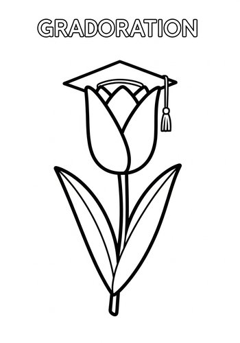 Graduation Flower Coloring Page