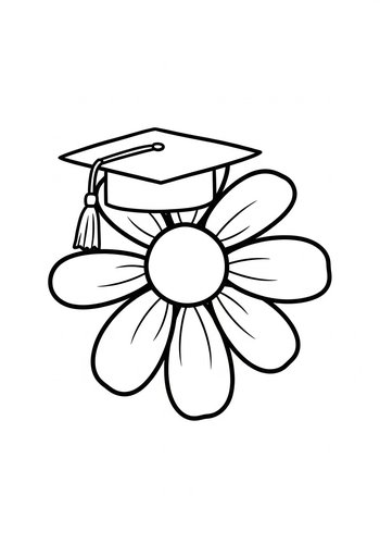 Graduation Flower Coloring Page