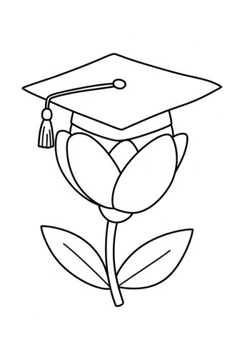 Graduation Flower Coloring Page
