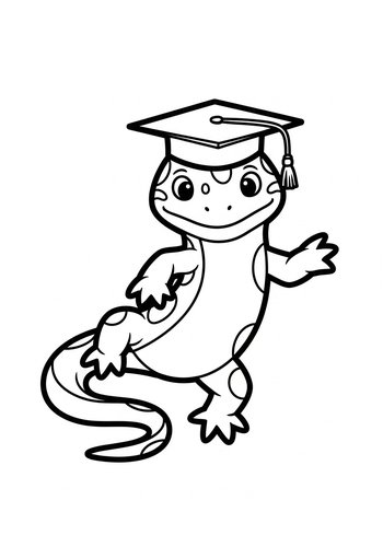 Graduation Gecko Coloring Page