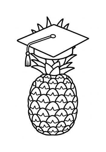 Graduation Pineapple Coloring Page