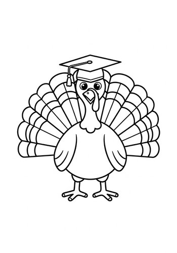 Graduation Turkey Coloring Page