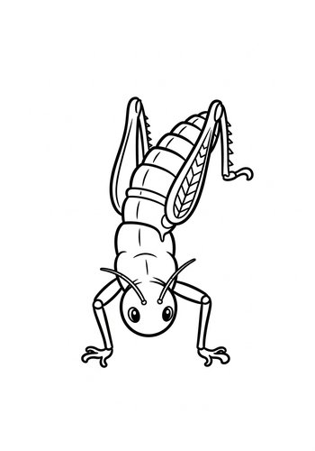 Grasshopper Doing A Handstand - Coloring Page