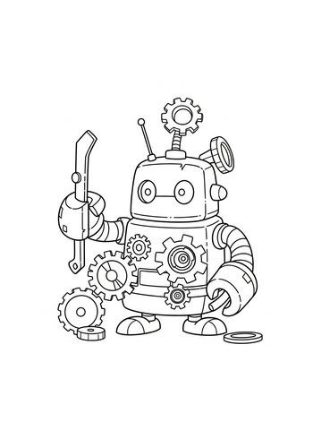 Gravity Falls Building A Robot Out Of Spare Parts And Gears Coloring Page