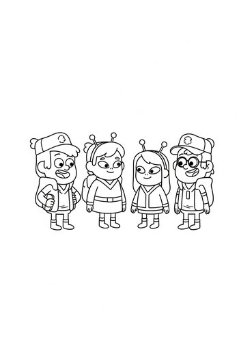 Gravity Falls Meeting Friendly Aliens: Coloring Adventure