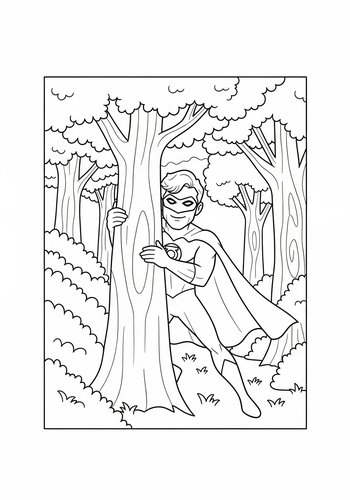 Green Lantern's Forest Frolic: A Hide-and-seek Coloring Page