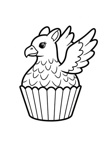 Griffin Cupcake Coloring Page For Kids