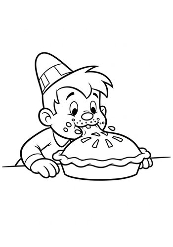 Coloring Page: Grunkle Stan Participates In A Pie-eating Contest Coloring Page