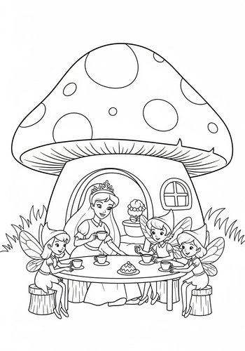 Guinevere's Enchanting Tea Party: Coloring Page Fun