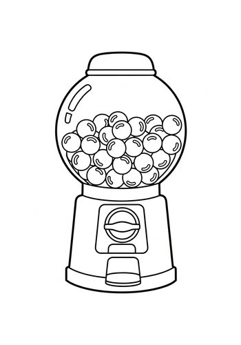 Gumball Machine Coloring Page - Sweet Treat Fun