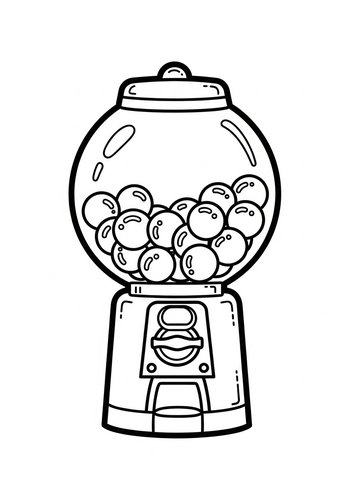Gumball Machine Coloring Page - Sweet Treat Fun