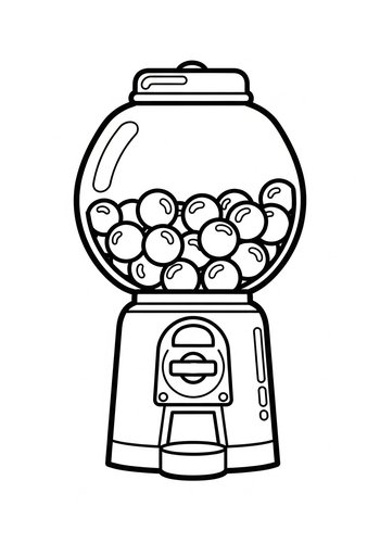 Gumball Machine Coloring Page - Sweet Treats Await