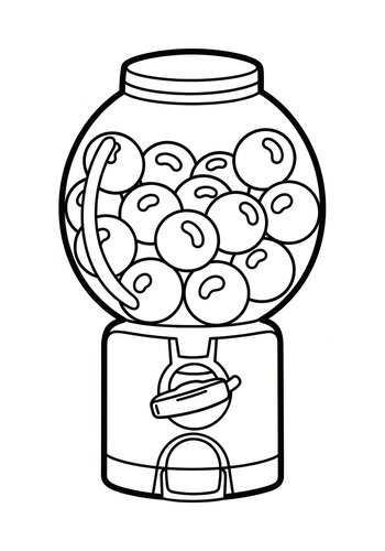 Gumball Machine Coloring Page: Sweet Treats