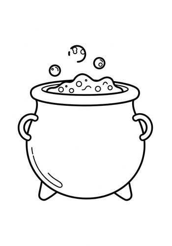 Halloween Cauldron Coloring Page: Spooky Fun