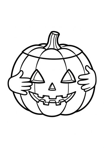 Halloween Pumpkin Hug Coloring Page