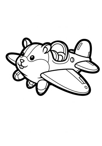 Hamster Airplane Coloring Page: Fly High