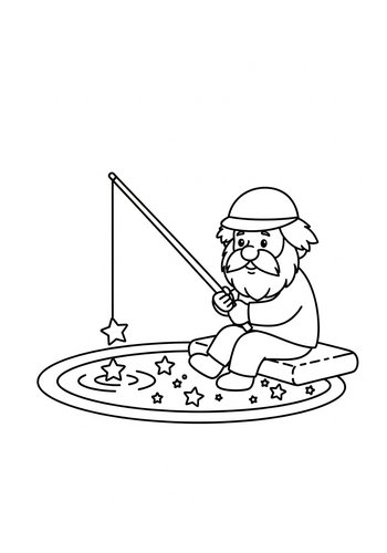 Hans Fishing For Stars: A Stardust Coloring Page Adventure