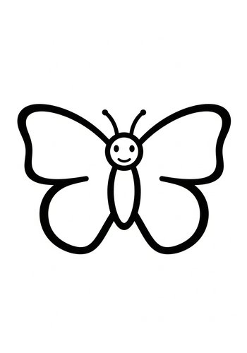 Happy Butterfly Coloring Page For Kids