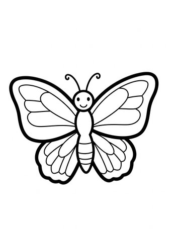 Happy Butterfly Coloring Page For Kids