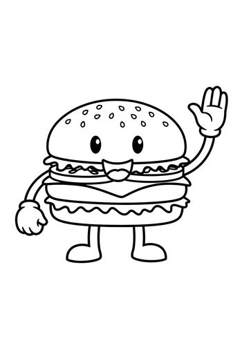 Happy Hamburger Coloring Page Fun