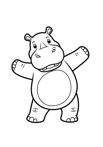Happy Hippo Coloring Page For Kids