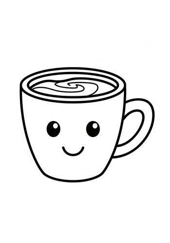 Happy Mug Coloring Page For Kids