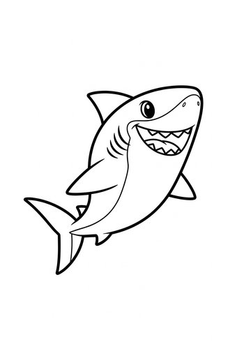 Happy Shark Coloring Page For Kids
