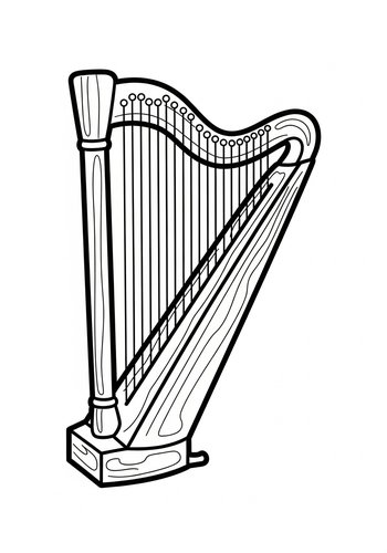 Harp Coloring Page For Aspiring Musicians