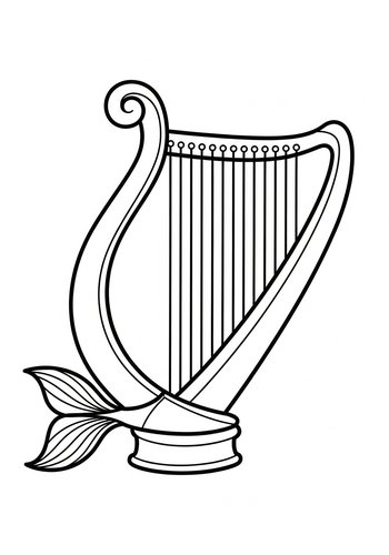 Harp Coloring Page For Musical Fun