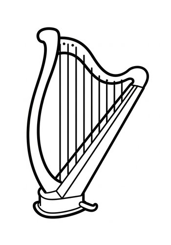 Harp Coloring Page: Musical Instrument Fun