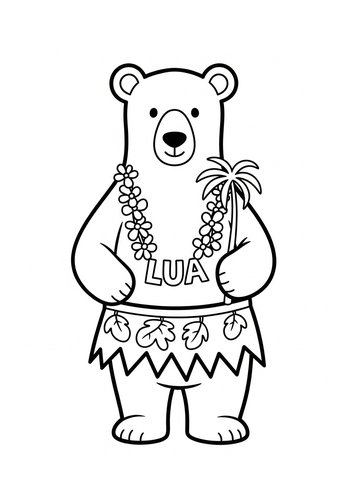 Hawaiian Bear Coloring Page: Aloha Fun